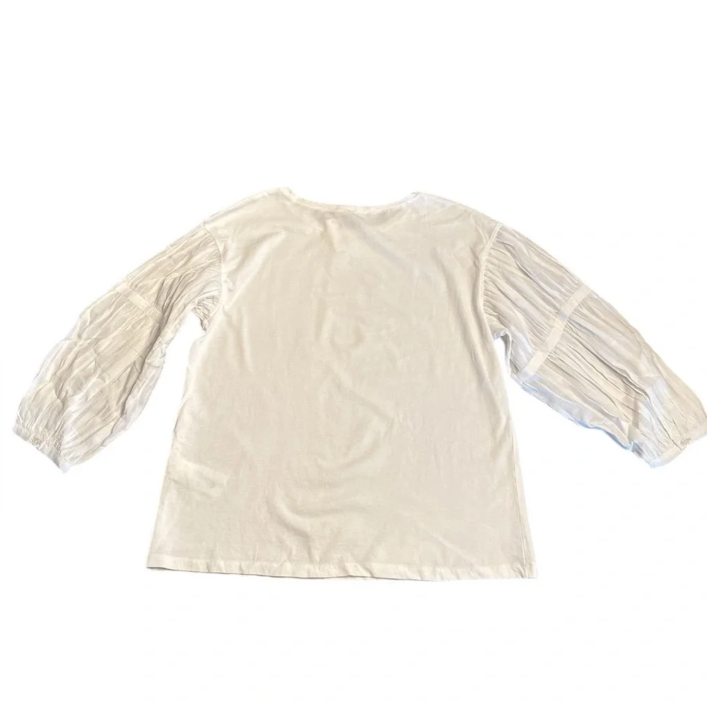 Madewell women’s Puff-Sleeve Drop-Shoulder Knit Oversized Top white Size XXS NWT